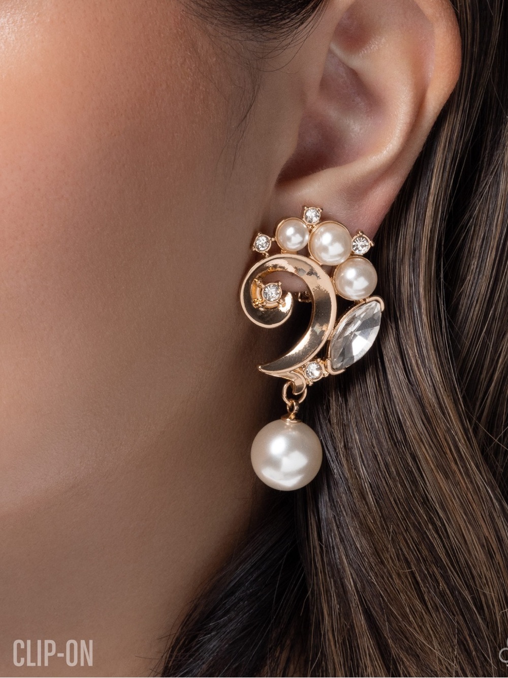 NWT Gold Clip-On Pearl Earrings